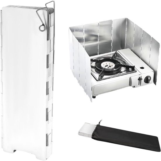 Thijox - Windscherm Campingkooktoestel Aluminium Opvouwbaar 12 Lamellen Licht en Stabiel voor Gasfornuis, Grill, Outdoor, Camping, Tuin, BBQ - Draagta