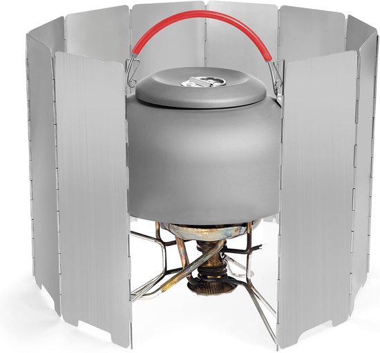 Thijox - Windscherm Gasfornuis - 10 Stuks Opvouwbaar Aluminium Windbescherming - Ideaal voor Camping, Outdoor Koken, Barbecue, Picknick - Kooktoestel