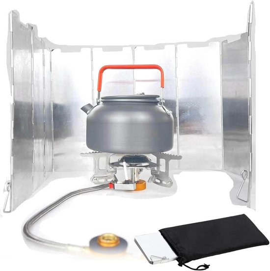 Thijox - Windscherm voor Campingkooktoestel, 10 Stuks, Opvouwbaar, Licht Aluminium, Perfect voor Buitengrill, Gasfornuis en Oven, Ideaal voor Camping