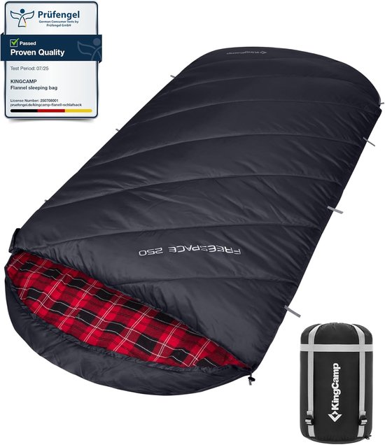 Thijox - XL Slaapzak 3-4 Seizoenen Katoen Flanel 220 x 100 cm Extra Groot voor Volwassenen Extreem Comfortabel Warm tot -8 °C Draagbaar Kamperen Wande