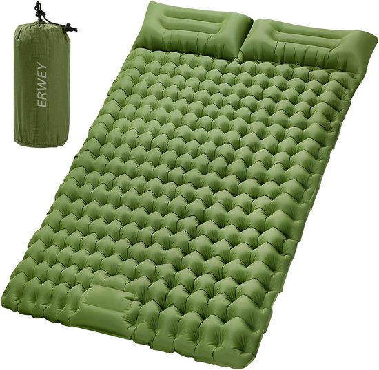 Thijox - Zelfopblazend Luchtmatras 2 Persoons Camping Isomat 200 x 135 cm Ultralicht met Voetpomp en Opvouwbaar Kussen voor Comfortabel Kamperen