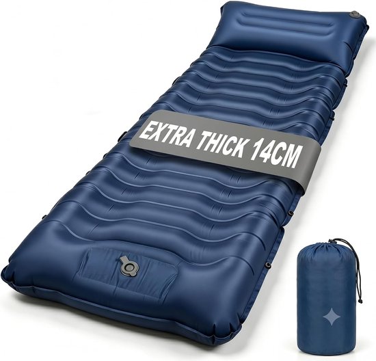 Thijox - Zelfopblazende Isolatiemat 14 cm - Campingmat met Kussen - Compacte Opblaasbare Slaapmat 192 x 68 cm - Ideaal voor Wandelen, Reizen, Strand e