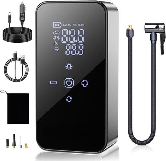 Thuys - Draadloze Mini Bandenvuller 150 PSI - 6000mAh - 18L/min - Autostand Uitschakeling - LED Zaklamp - voor Auto - Fiets en Motor