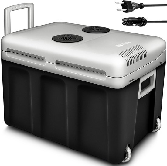 tillvex Elektrische koelbox 40 l met wieltjes, mini-koelkast, 230 V en 12 V, voor camping met auto, koelt en verwarmt, eco-modus (antraciet) van Merkloos