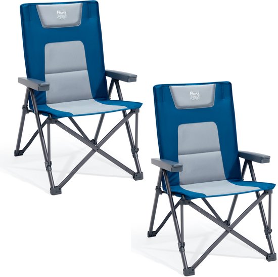 TIMBER RIDGE 2 Stuks Campingstoelen - Opvouwbaar - 4 Verstelbare Standen - 260 KG draagvermogen - Vouwstoel - Visstoel - Blauw