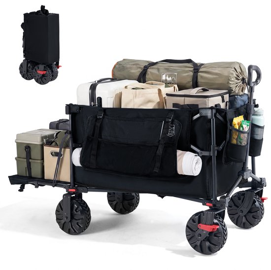 TIMBER RIDGE Bolderkar Opvouwbaar - 400L, 180kg, met all-terrain wielen, rem en 360° zwenkwielen