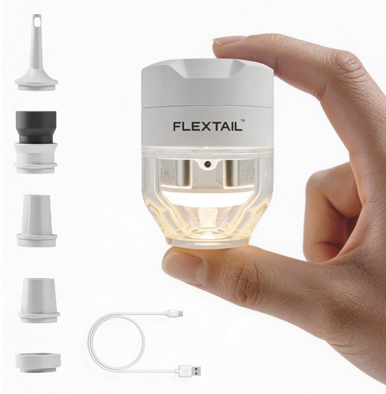 Tiny Pump 3X, Draagbare Luchtpomp met 5 Lichtstanden Kampeerlantaarn, 5 kPa, Geavanceerd Geluidsarm Ontwerp Elektrische Luchtmatraspomp voor Slaapmatten, vacuümopbergzakken, Luchtbedden