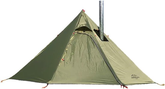 Tipi Tent - Koepeltent Outdoor - Kamperen en Wandelen - Brandvertragende Kachelpijp Opening - 3.2m Diameter - Groen