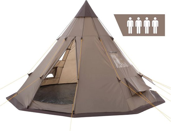 Tipi Tent voor 4 Personen | Indian Tent voor Kamperen en Wandelen | 3000 mm Waterkolom