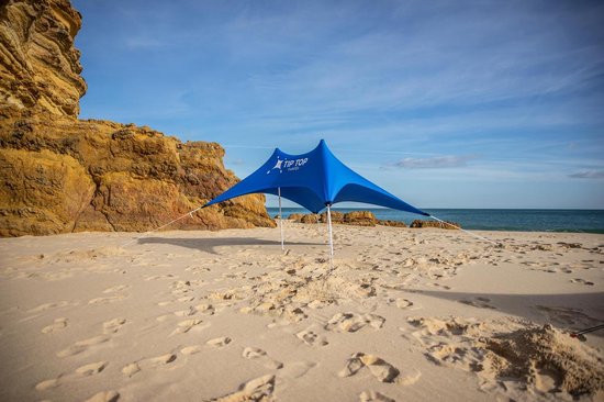 Tiptopshade Strandparasol Multifunctioneel Lichtgewicht - Blauw/ Wit - 5 Persoons van Merkloos