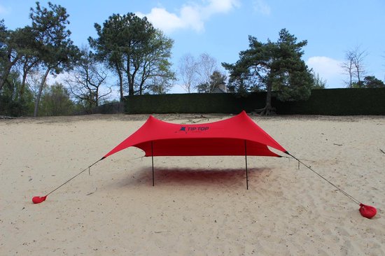 Tiptopshade Strandparasol Multifunctioneel Lichtgewicht - Rood/ Zwart - 5 Persoons van Merkloos