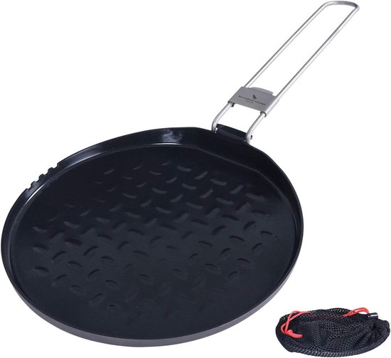 Titanium Antiaanbak Pan voor Outdoor Koken - Opvouwbaar Handvat