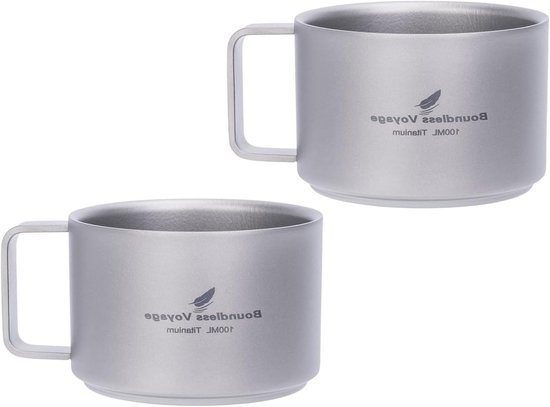 Titanium Dubbelwandige Koffiekop voor Espresso, Mini Cup, Ideaal voor Kamperen en Reizen, 100ml