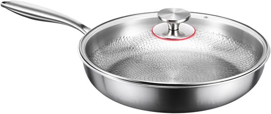 Titanium gehamerde pan Pro, anti-aanbakpan, koekenpan met antiaanbaklaag, met premium titanium constructie, deksel inbegrepen en gemakkelijk schoon te maken, S/M/L, voor kamperen en koken