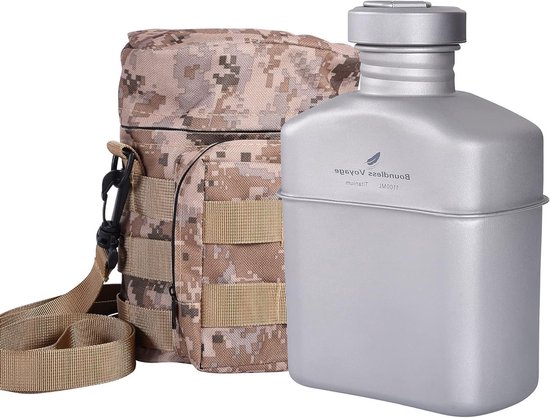 Titanium Kookset voor Kamperen - 1100ml Waterfles, Sterke Koffiepot en Borden voor Buitenactiviteiten