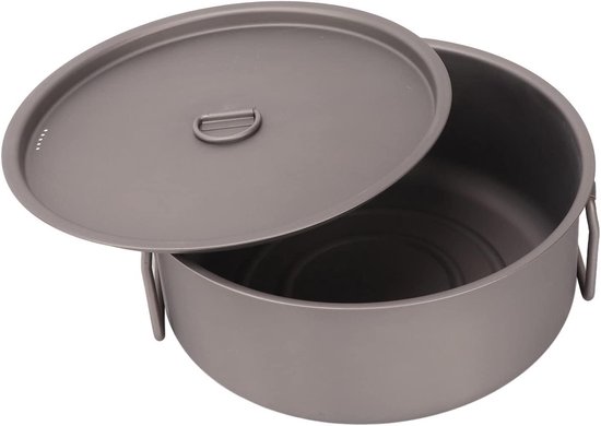 Titanium Pan - Lichtgewicht Kookgerei - Kamperen en Wandelen - Opklapbaar Handvat - Voor 3-5 Personen - Zilverkleurig