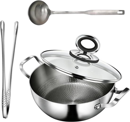 Titanium Pan - Soeppan Braadpan - Algemeen Koken - Gehamerd Antiaanbak - 28 cm - Zilver