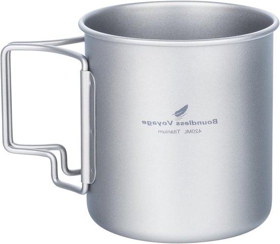 Titanium Theekop Camping Koffiemok Vouwbare Handgreep Ultralicht Drinkbeker 420ml voor Buitenactiviteiten en Picknicks