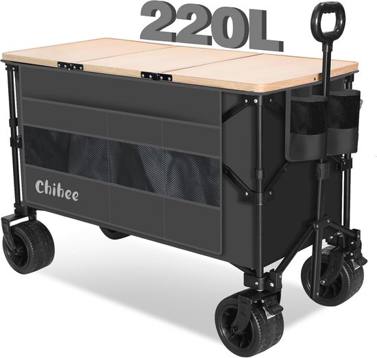Titel: Opvouwbare tuinwagen strandwagen met grote capaciteit 220 l van Merkloos