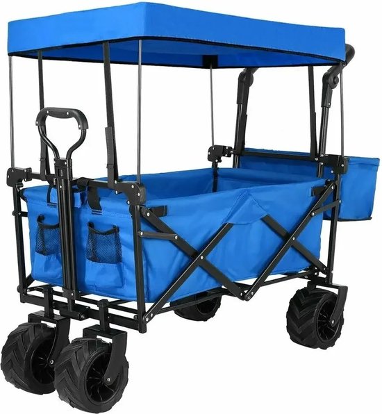 T&L Store® Opvouwbare Bolderkar - Kruiwagen - Bolderwagen - Transportwagen - Poedercoated Staal - 100kg Gewichtcapiciteit - Blauw - 86x50x78cm