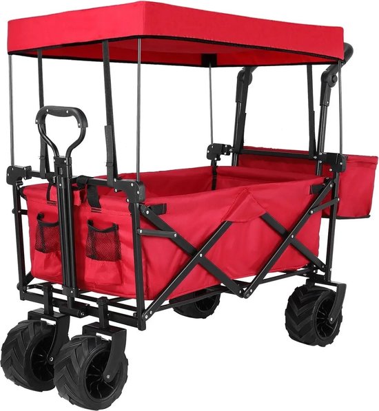 T&L Store® Opvouwbare Bolderkar - Kruiwagen - Bolderwagen - Transportwagen - Poedercoated Staal - 100kg Gewichtcapiciteit - Rood - 86x50x78cm van T&L Store®