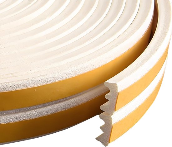 tochtstopper voor deuren en ramen, zelfklevend, anti-botsingsrubber, E-type, schuimafdichtingstape, rubberen geluidsisolatie voor tochtstopper voor deur, raam, wit, E-9 x 4-10 m)
