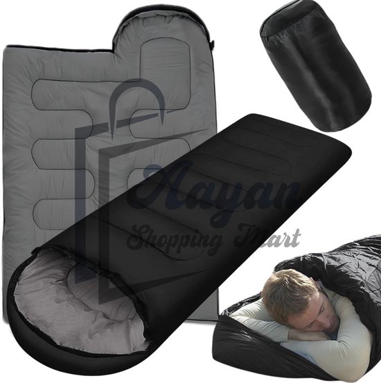 Toeristische slaapzak met Draaghoes – Lekker Warm – Camping & Bivak – Zwart – Slaapzak voor Buiten – Sleeping Bag – 75112 van Merkloos