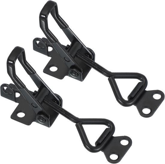 Toggle Latch Clamp 4001 Style - 2Pcs Carbon Steel - Verstelbare Toggle Clamps - Snelle Ontgrendeling - Smoker Pull Hasp Sluitingen met Lock Hole - 220LBS Draagvermogen voor Box Lid Jig - Zwart van Merkloos