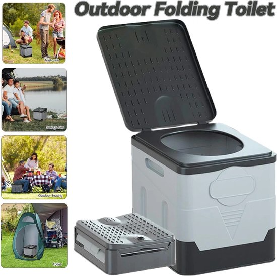 Toilet - WC - Toiletemmer met deksel - Draagbaar toilet - Camping WC - Toilet - Mobiel toilet - Opvouwbaar toilet - Toiletemmer - Draagvermogen 300 kilo - 25 Liter - Geen chemisch toilet van T