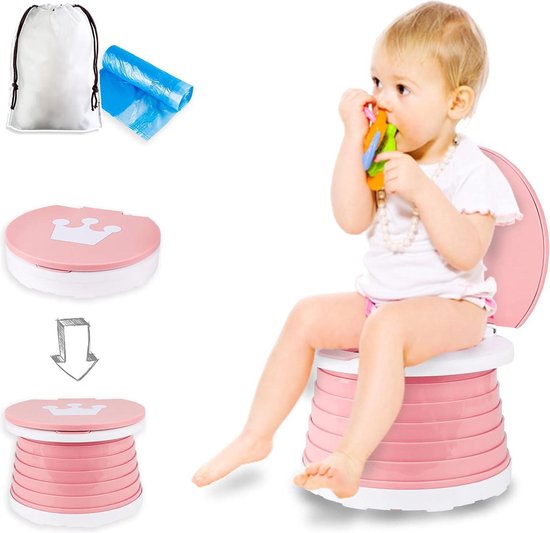 Toiletbril voor kinderen - Indoor Outdoor - Potje Baby Training - Opklapbare toiletstoel met reistas - Roze van T