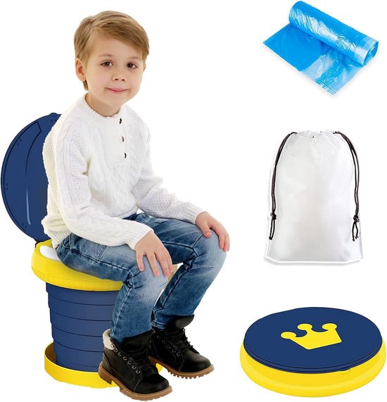 Toiletbril voor kinderen - Opklapbare toiletstoel met reistas - Indoor Outdoor Travel Potje Baby Training - Blauw van T