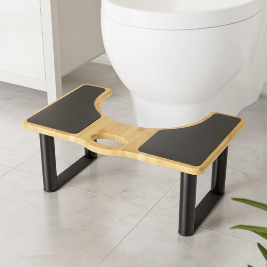 Toiletkruk voor volwassenen - Gemakkelijk, handig en snel te legen, geschikt voor ouderen, volwassenen en kinderen. Badkamer douchekruk, toilet bamboe voetenbank van T