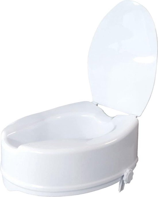 Toiletverhoger 14 cm Model Titan Met deksel Verstelbare hoogte Hulpmiddel voor ouderen en badkamer - Verhoogd toilet/wc Wit Toiletverhoger van T