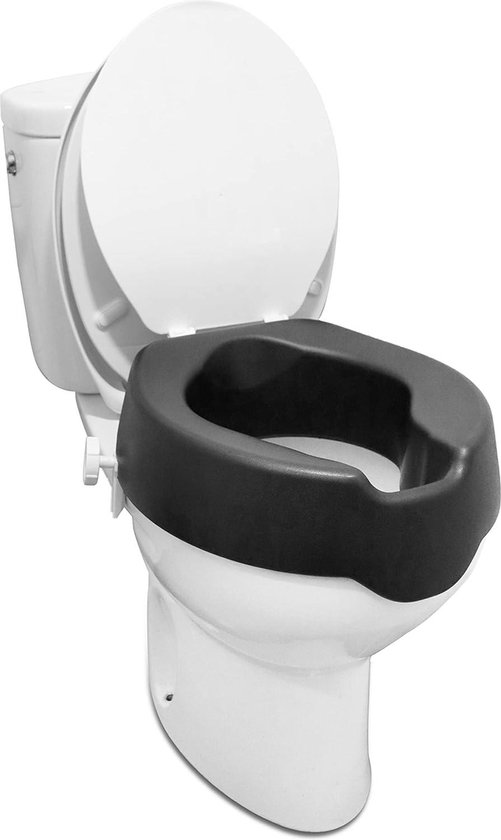 Toiletverhoger Zachte Toiletverhoger 10 cm Verhoogde Toiletbril Ouderen WC Verhoger Toiletverhoger voor Ouderen Zwart met Deksel. Toiletverhoger van AIDAPT