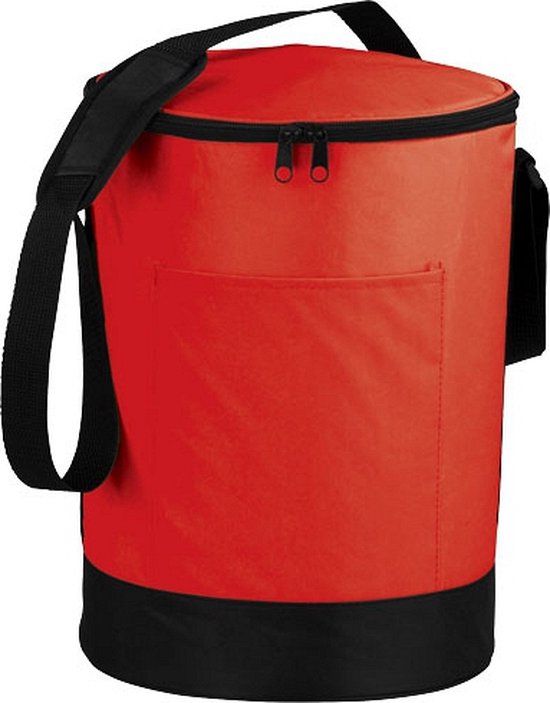 Tonvormige koeltas rood en zwart 11 liter van T