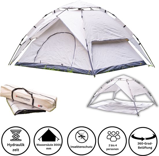 Toolbrothers outdoor kampeertent voor 2-4 personen koepeltent hydraulische tent pop-up tent waterdicht, 2000 mm waterkolom + isolatiemat van Toolbrothers