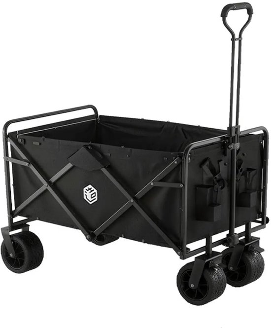 TopKwaliteit NL Bolderkar XXL Opvouwbaar – 260 kg Draagkracht – 150L Inhoud – Grote 360° Wielen met Rem – Verstelbare Hendel – Inklapbare Bolderwagen voor Camping, Strand, Festival, Boodschappen & Outdoor – Direct Gebruiksklaar (Geen Montage) – Zwart van Merkloos