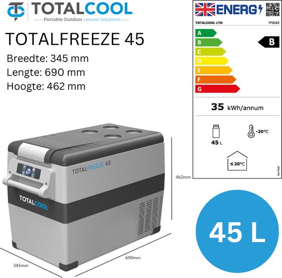 TotalCool Totalfreeze 45 - compressor koelbox - 35 liter - fluisterstil van TotalCool