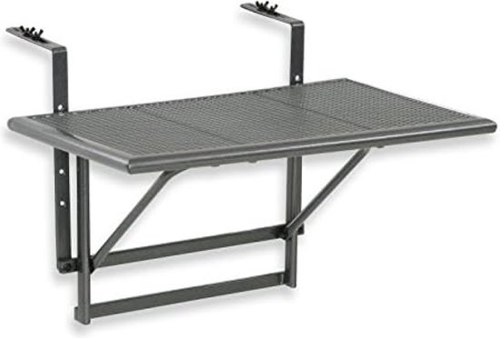 Toulouse Hangtafel voor balkon, antraciet-grijs, balkontafel om op te hangen, van stretchmetaal met kunststofmantel van Merkloos