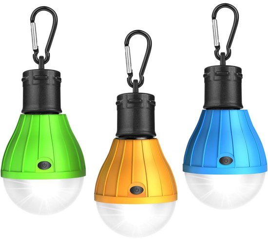 TOVBMUP 3-pack - Kampeerlamp - LED-kampeerlamp - Tentlamp - Zaklamp - Karabijnhaak - Noodverlichting - Waterdichte kampeerlamp voor avontuur, vissen en stroomuitval van TOVBMUP