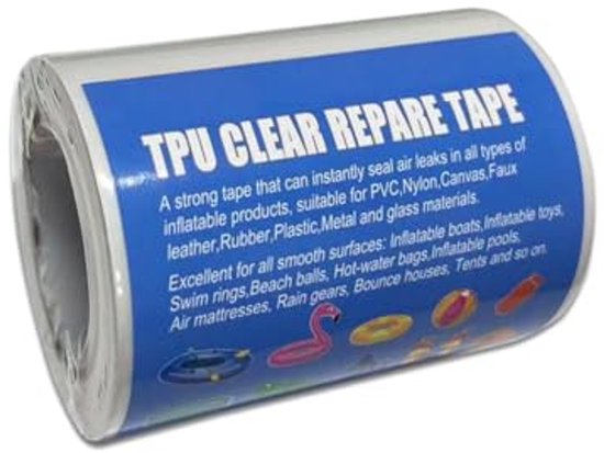 TPU Reparatietape voor Opblaasbare Producten, Zwembaden en Tenten - 8 cm x 300 cm van Merkloos