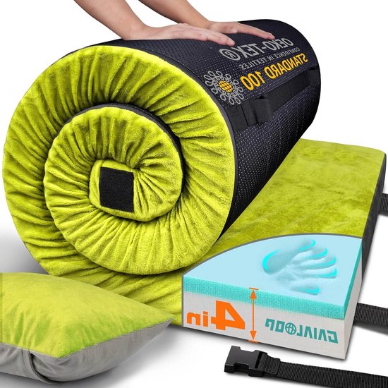 Traagschuim Campingmatras - Vloer Slaapmat Gastenbed - Comfortabel Kamperen - Extra Dik 10 cm - 183 x 61 cm
