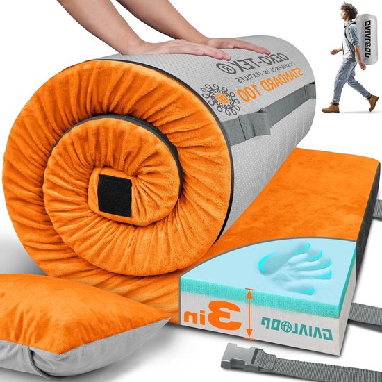 Traagschuim Matras - Futon Vloerbed Camping - Reizen en Kamperen - Waterdichte Wasbare Hoes