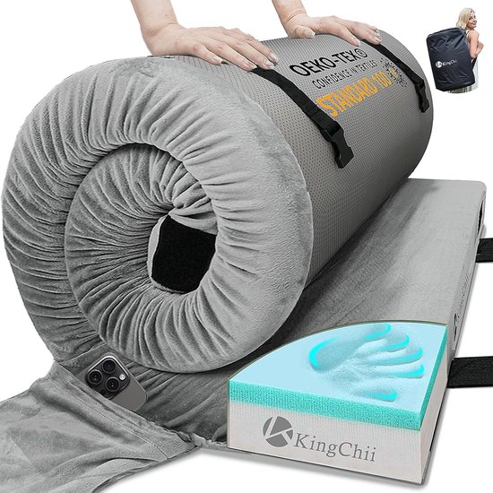 Traagschuim Slaapmat - Opvouwbaar Matras - Kamperen Buiten - Waterdichte Topper - 183 x 61 cm - Grijs