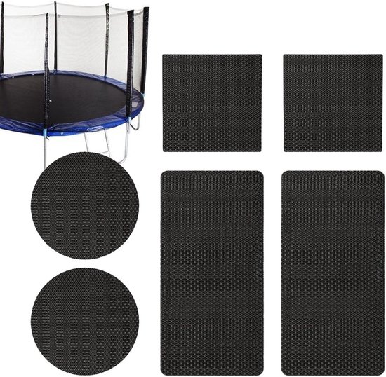 Trampoline Reparatie Patch - Springmat Fix - Buiten Spelen - Zelfklevend Waterbestendig - 6 Delige Set - Zwart
