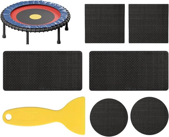 Trampoline Reparatiekit - Tent Pleisters - Schade Herstellen - Zelfklevende Pleisters - 16 x 20 x 1 cm - Zwart van Merkloos