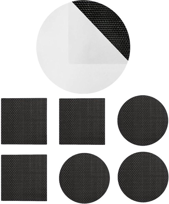 Trampoline reparatieset - Mat patches - Matten herstellen - Zelfklevend dubbelzijdig - 6 delig - Zwart