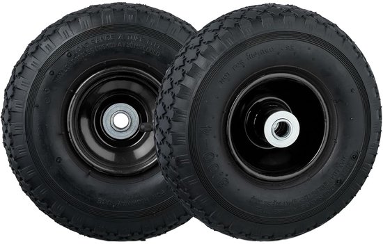 TRANKIELO® - Steekwagenwielen set van 2 - Luchtbanden voor bolderkar - Stalen velg - Tot 100 kg - Zwart van TRANKIELO®