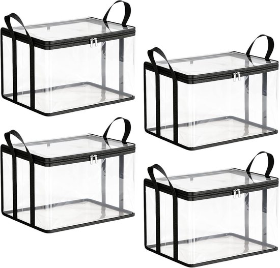 Transparante opbergzakken - Herbruikbare organizer - Kleding opbergen - Extra grote capaciteit - 34x30x3 cm - Zwart