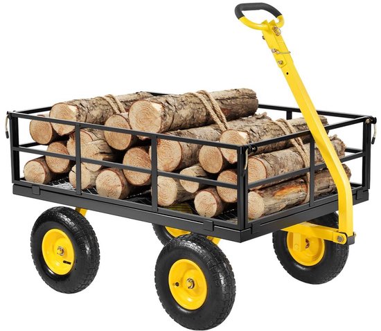 Transportkar - Dienstwagen Werkwagen - Zware Lasten Verplaatsen - 3-in-1 Multifunctioneel - 544 kg - Geel Zwart